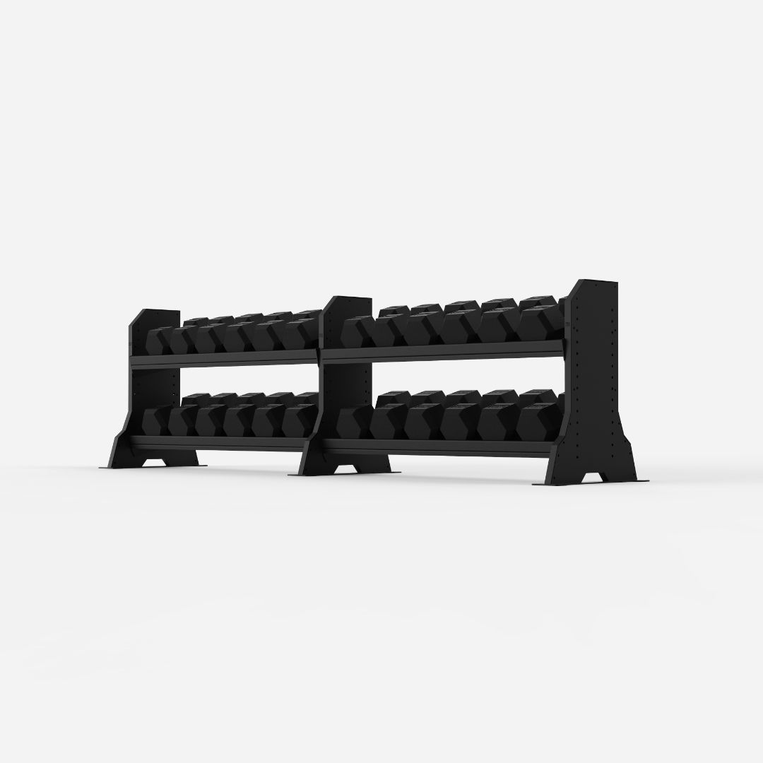 IE Hex Head Dumbbell Set 25-55kg (Pairs) with Double Rack