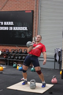Ivan Denisov first dip of kettlebell push press or jerk