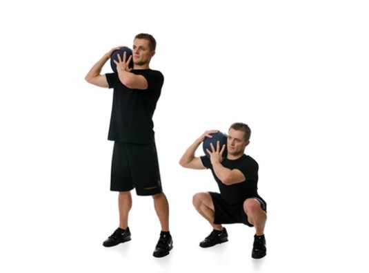 Dead ball shoulder squat